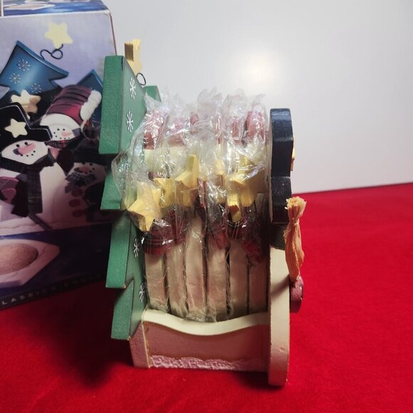 Snowman Coasters Set of 6 with Decorative Holder in Original Box Holiday Classic - Picture 3 of 12